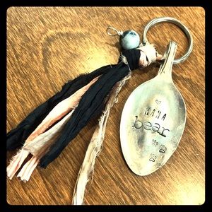 Engraved Spoon & Tassel keychain. Super cute!